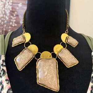 Gold and Tan Statement Necklace